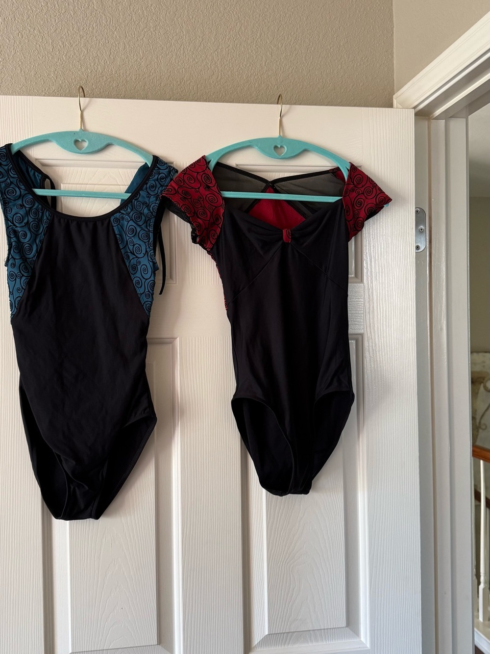 Wear Moi Adult Black Leotard with Teal or Red Accent Size S